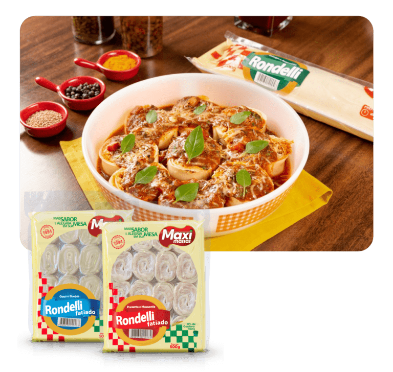 Disponível no tamanho 500g, e disponível nos sabores Presunto e Mussarela, e Quatro Queijos.