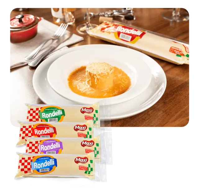 Rondelli embalado e servido